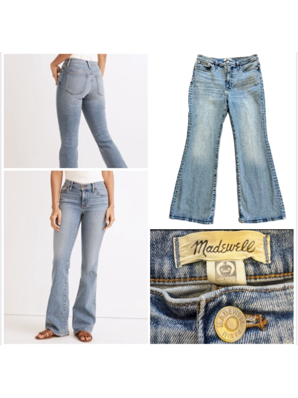Women's Madewell Skinny Flare Jeans Size 32 Blue Denim Light Wash